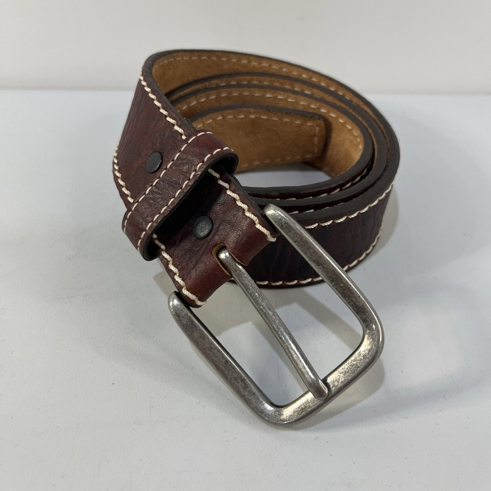 Justin Belt Mens‎ Size 38 Brown Leather USA Western Dress Silver Buckle C13695